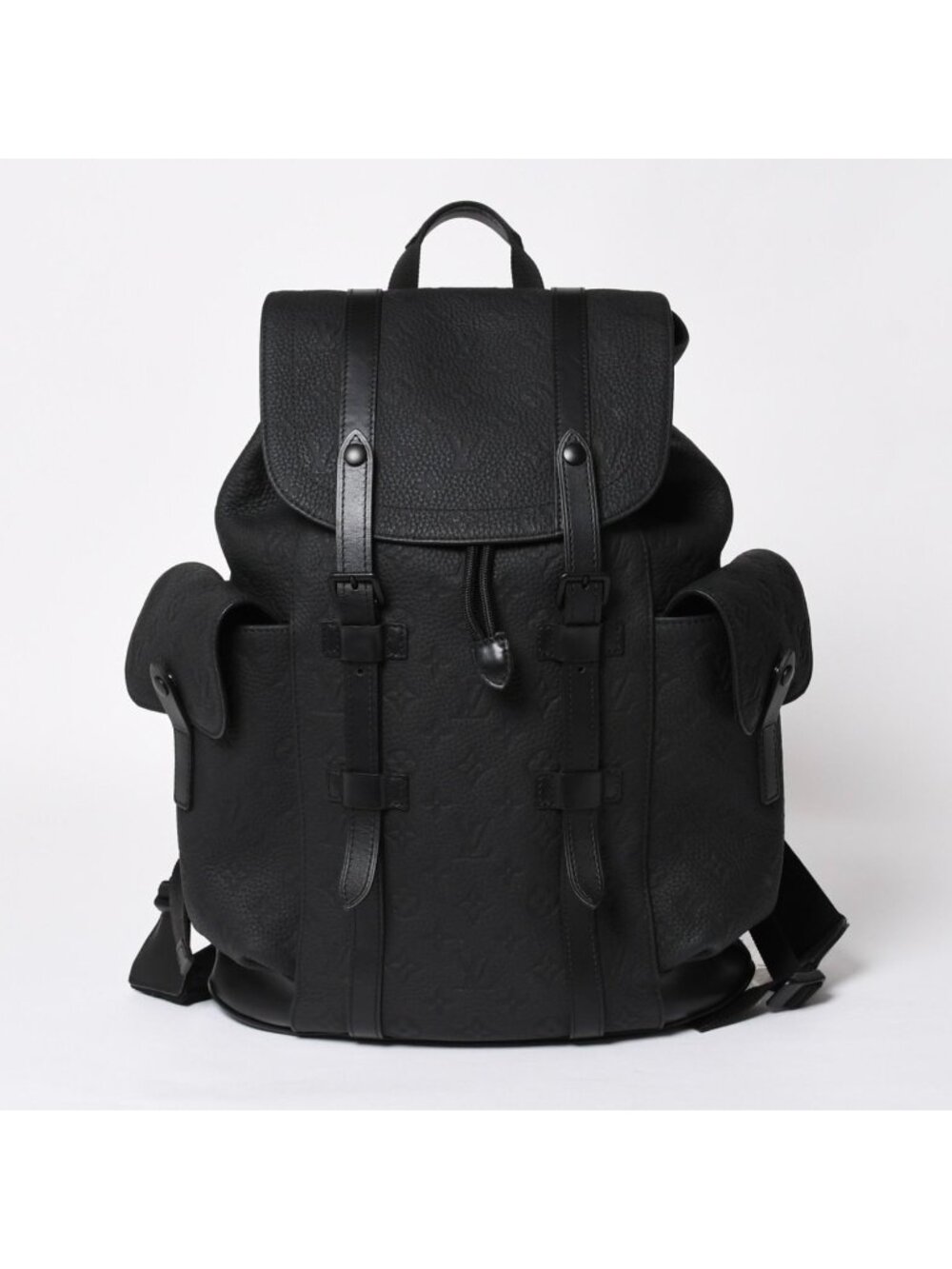 Louis Vuitton Christopher MM Backpack Taurillon Leather Black Silver